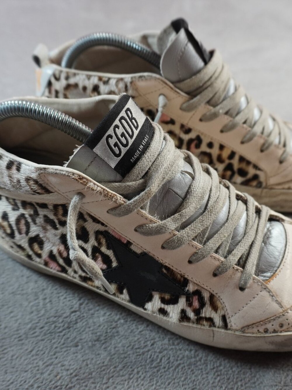 Golden Goose Deluxe Brand Shoes Womens Size 8 Beige Leopard Mid Top Sneakers